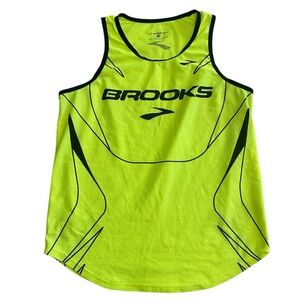 Brooks Men's Running Singlet Breathable Tank Top Small Yellow/Lime and Black